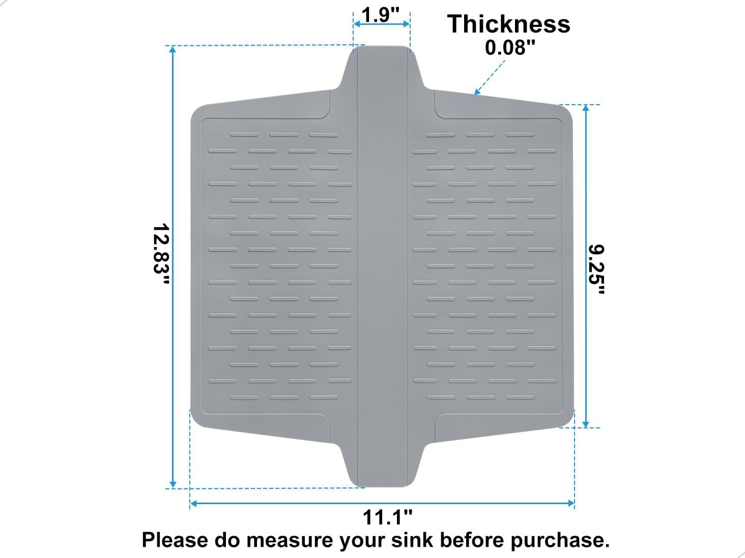 Sink Saddle, Divider Mat, Kitchen Sink Mat, Silicone Protector, No Smell, Never Stain, Ultra Soft, 12.83'' x 11.1''