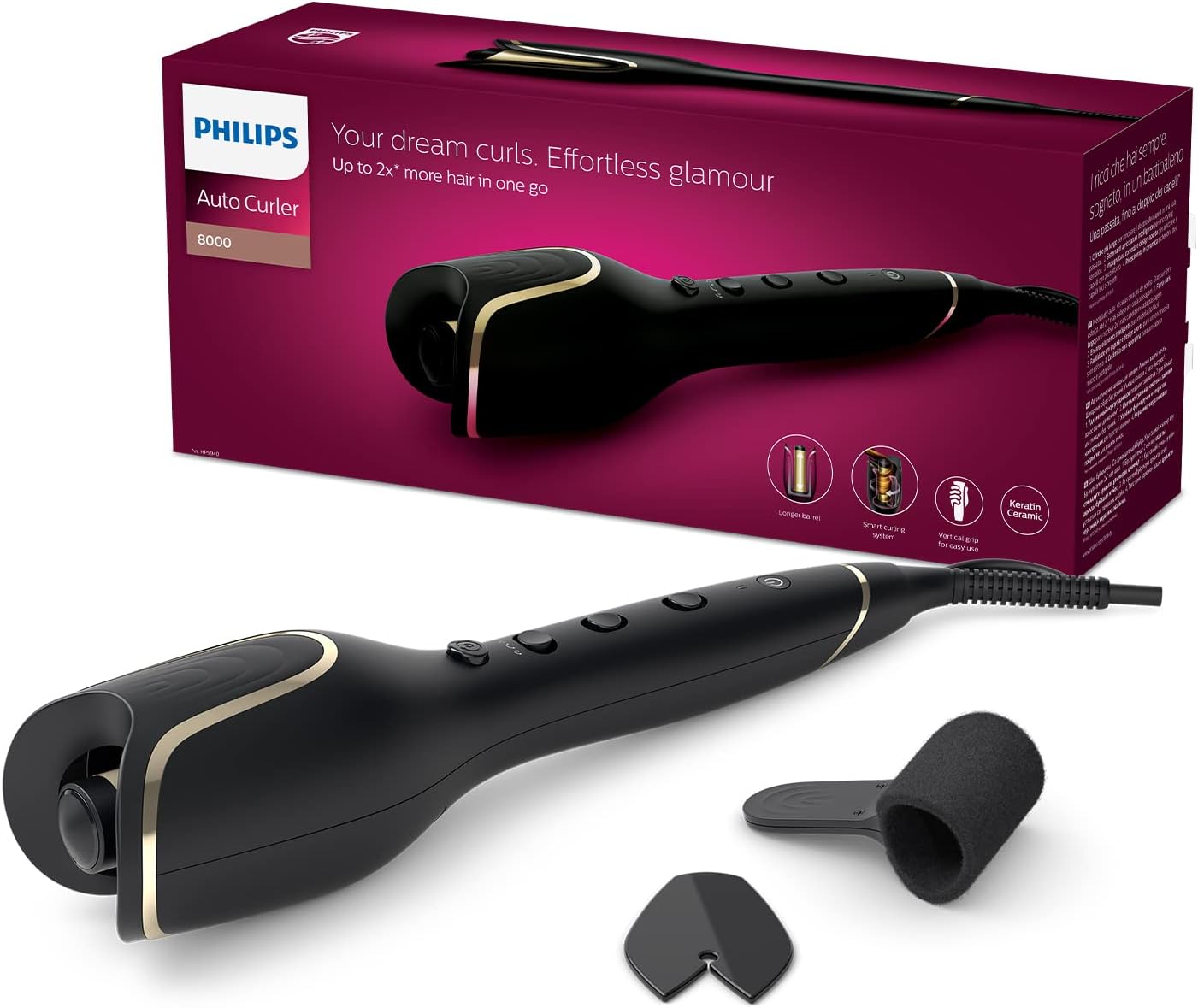 Philips StyleCare Prestige Automatic Curling Iron with Innovative Curl System (Model BHB876/00)