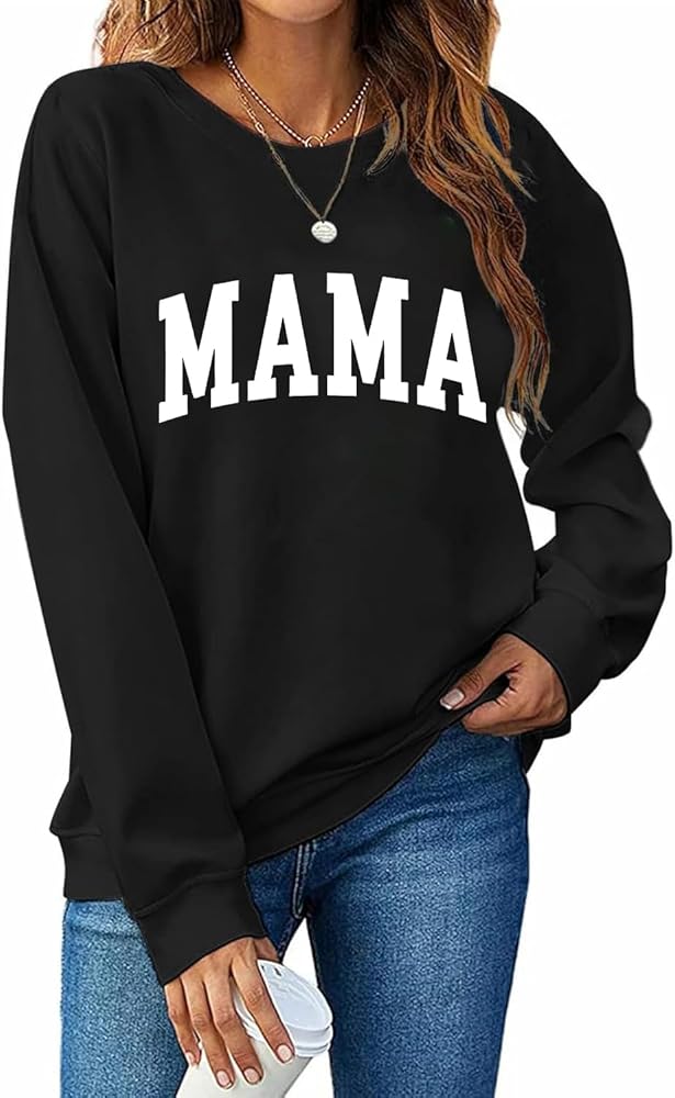 ❤︎mamama❤︎ Ma Mama Mom Bruh Sweatshirt for Women Funny Mama Letter
