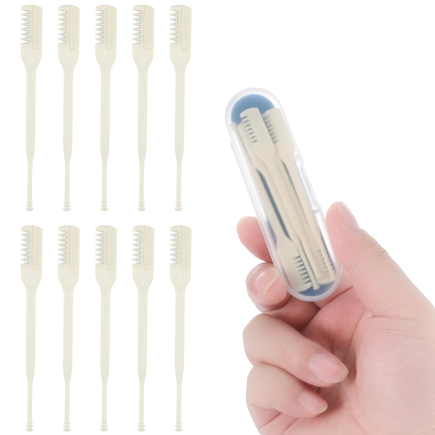 10-Pack Manual Nose Hair Trimmer 360 Rotating Nasal Hair Cutter with Ear Picker for Women Men Double Sided