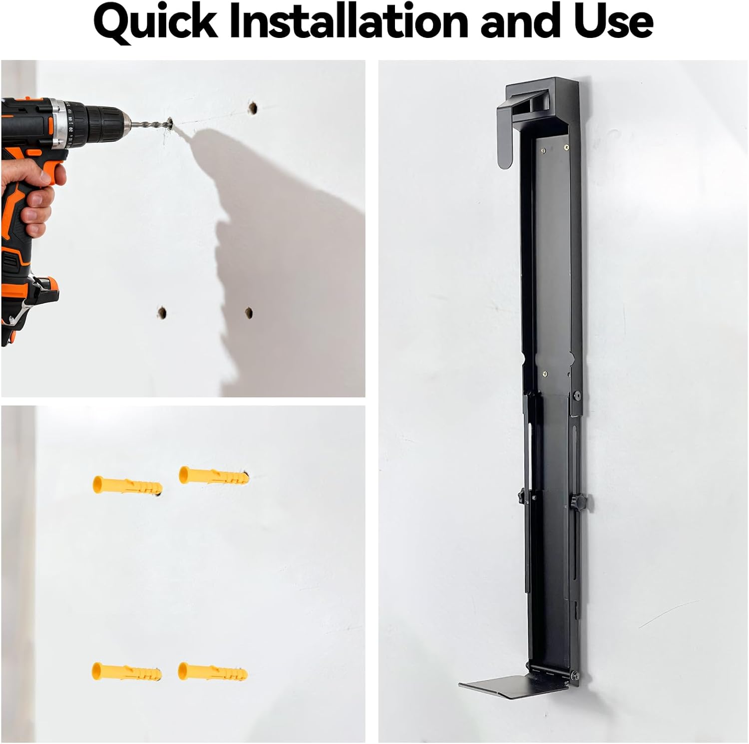 Adjustable Wall Mount Golf Bag Holder - 33.5" to 42.5" Tool-Free Length Adjustment, Heavy-Duty Alloy Steel Storage Rack for Garage, Home, and Golf Club
