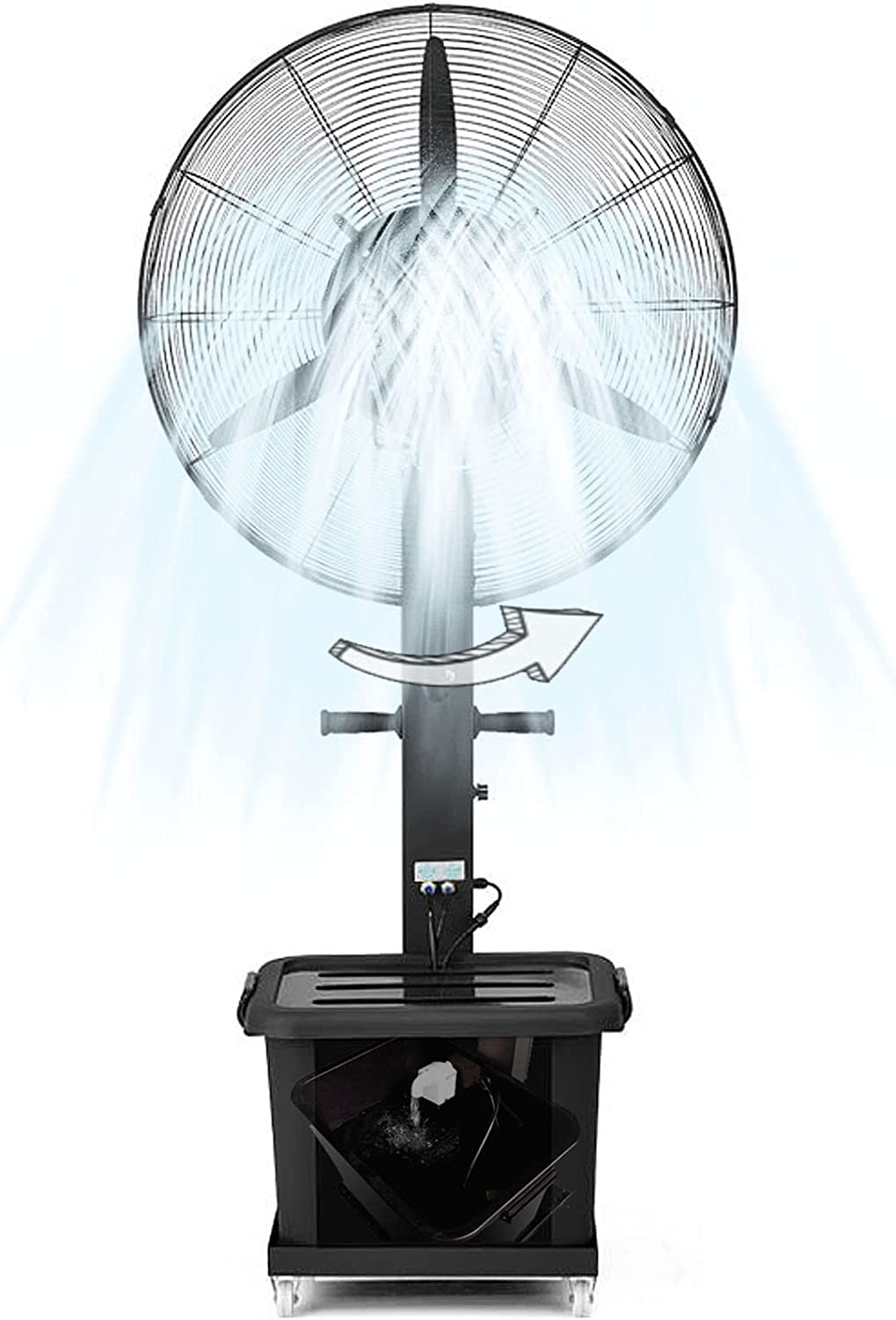 asdchZen Standing Floor Fan With Misting, 3 Speeds Oscillating Cooling Fan, 43L Large Tank Outdoor Patio Mister,80CM