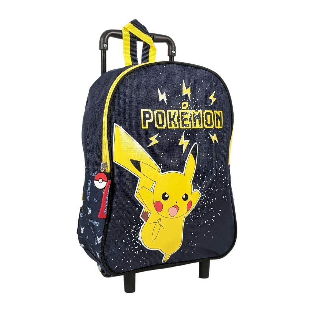 mybagstory Trolley - Pokémon - Azul - Niño - Escuela - Guardería - Primaria - Mochila infantil - Talla 32 cm - Correas ajustables - Ruedas - Idea de regalo, azul, 32 cm, Clásico