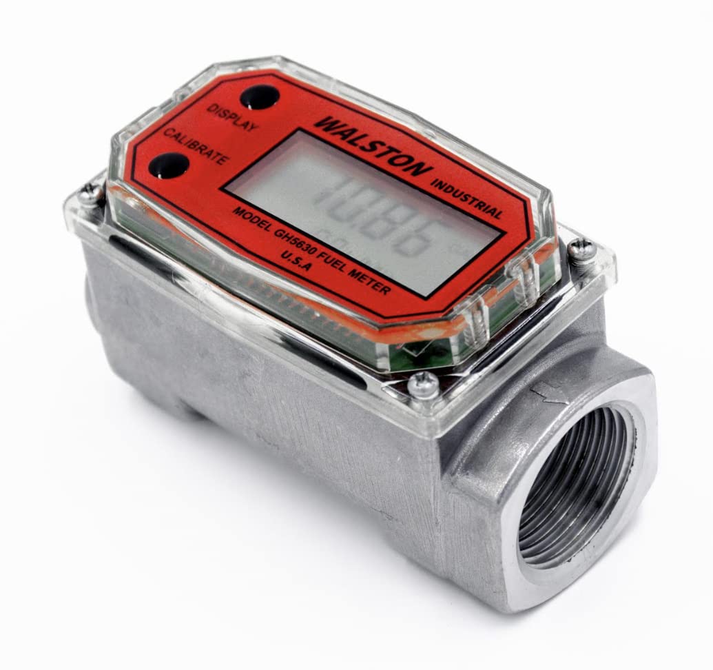 GH-5630 Digital Fuel Meter 1 Inch, Fuel Meter for Diesel, 3-30 GPM, Diesel, Gasoline, Kerosine, Lubricants, 1” NPT