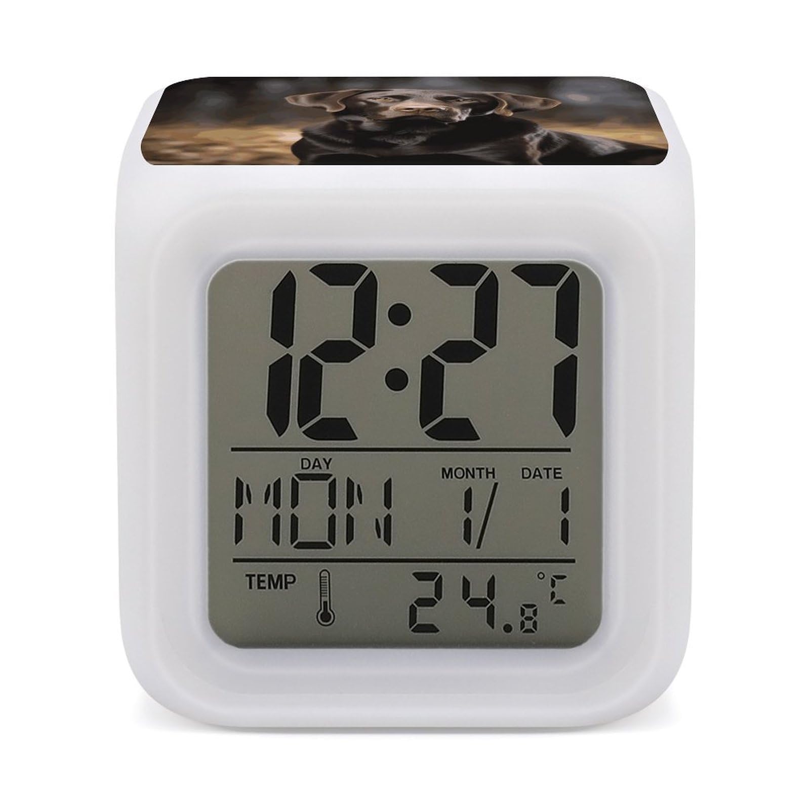 Réveil numérique Labrador Retriever, horloge LED de chevet pour gros dormeurs