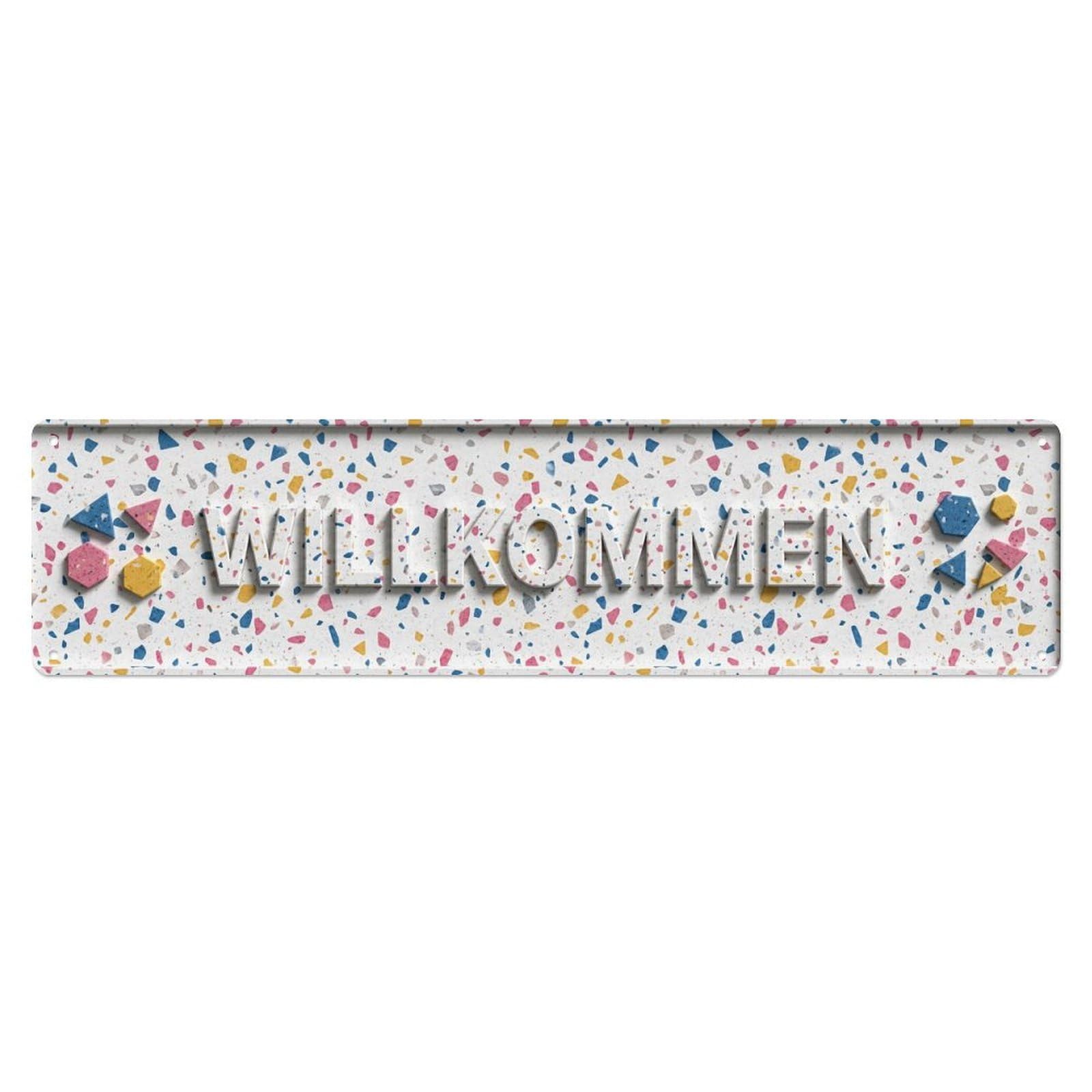 Terrazzo Stone Speckled Modern Welcome Metal Tin Sign