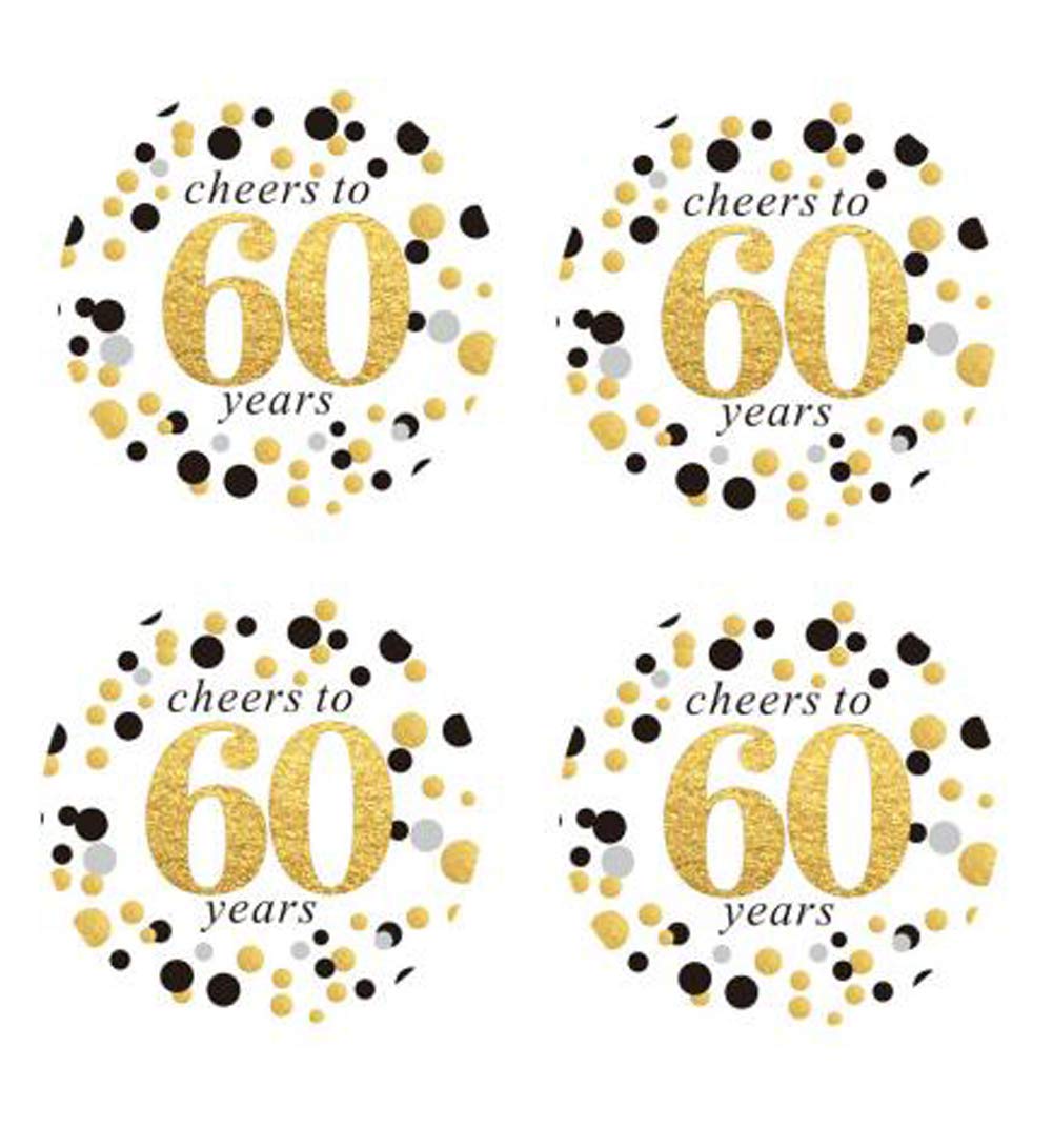 2" Round 50 Pack of Cheers to 60 Years Label Stickers Birthday Party Sticker Labels 60th Birthday Party Favor Stickers 60th Birthday Party Decoration