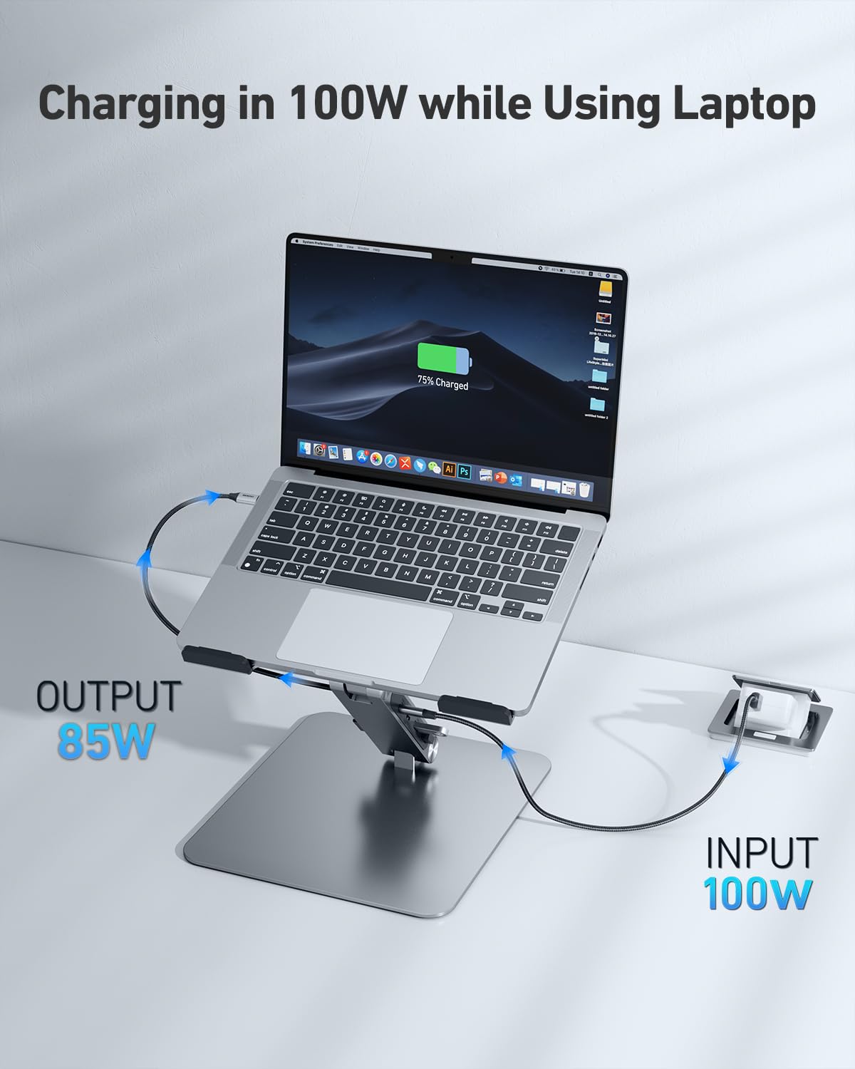 BENFEI Support pour ordinateur portable avec Station d'accueil USB C 7en1, HDMI 4K@60Hz, 100W PD, 10Gbps USB C 3.2 & USB A 3.2 Compatible MacBook Pro Air iPad Pro XPS Thinkpad
