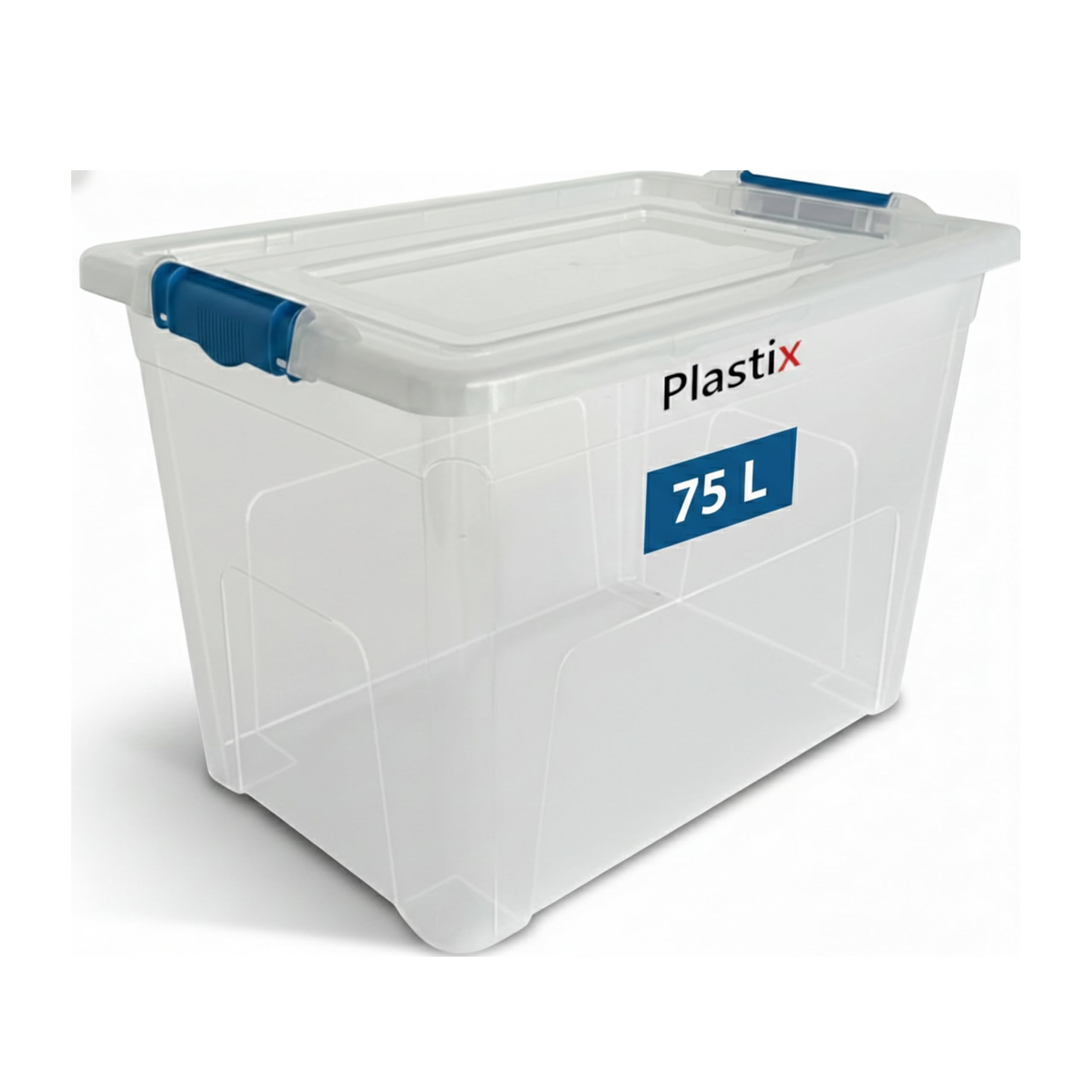 Plastix Clear 75L Storage Box Containers With Lids (Pack Of 1),Really Useful Plastic Box For Store Home & Office Stuff Stackable [Uk Made]