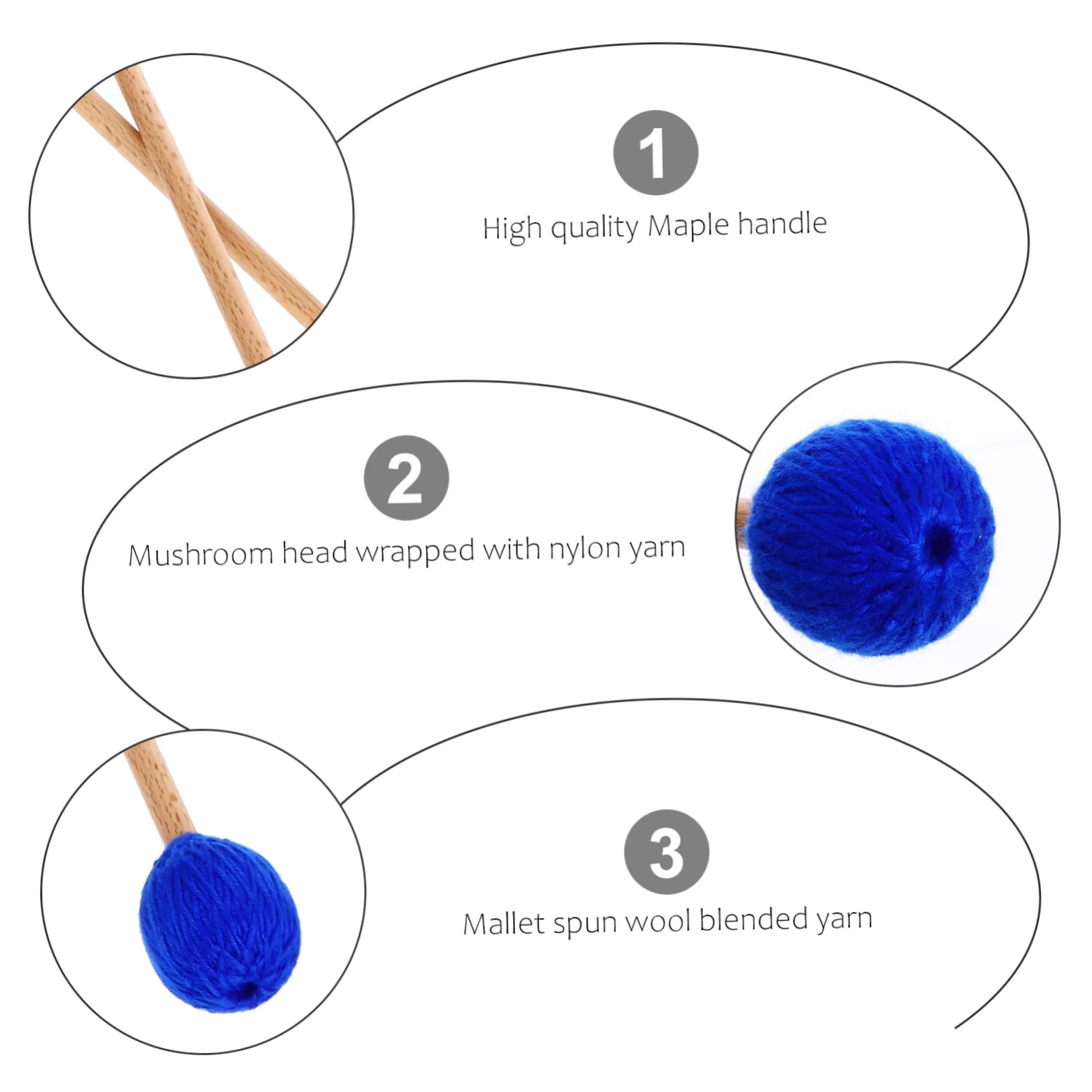 TOYANDONA 3pares Mallet De Percusión Arce Cabeza De Hilo Para Marimba y Glockenspiel Accesorio Musical Para Instrumentos De Percusión