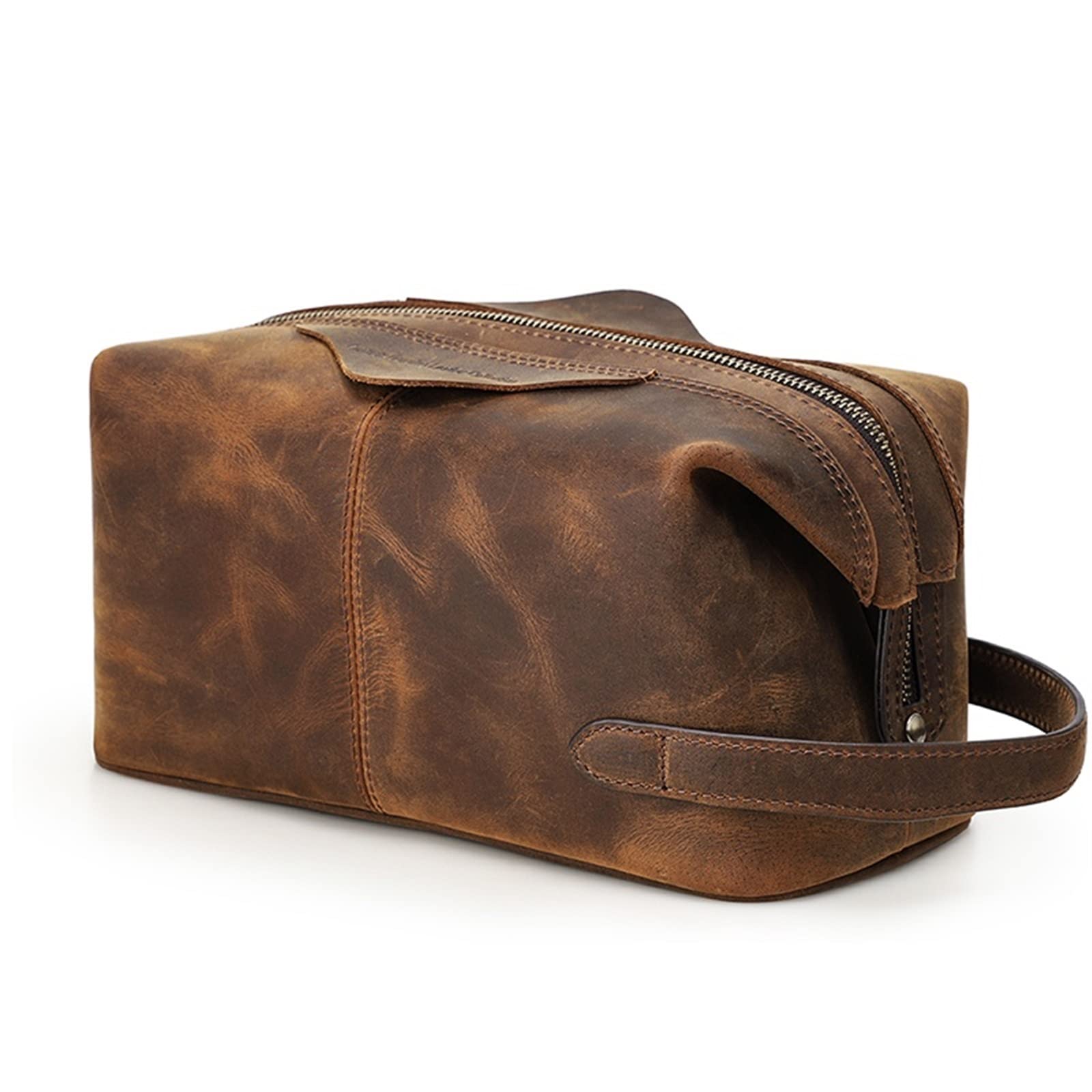 Torba do makijażu męska wisząca kosmetyczka koń skóra podróżna kosmetyczka organizer na zamek błyskawiczny torba do przechowywania torby vintage kosmetyczka, Jeden kolor, Jeden rozmiar