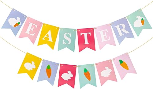 Pancarta de Feliz Pascua, guirnalda de Pascua para decoraciones de Pascua, hogar, oficina, escuela, suministros de fiesta al aire libre