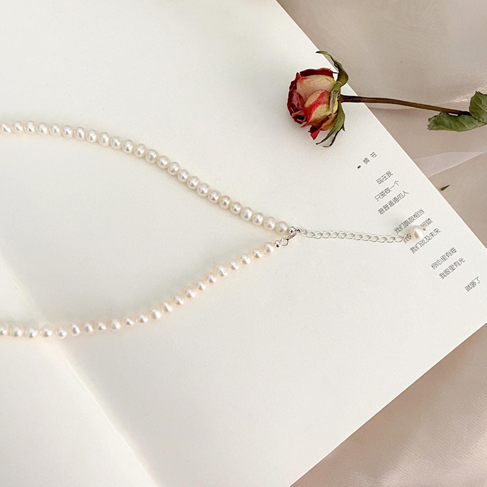 LOKILOKI Collar De Perlas De Agua Dulce Natural 925 Cadena De Plata Esterlina Joyería De Moda para Mujeres