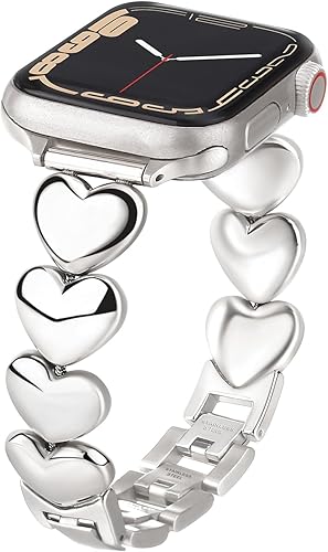 Pulsera de metal compatible con Apple Watch de 1.49, 1.57, 1.61, 1.65, 1.73, 1.77 y 1.77 pulgadas, correa de reloj elegante para Apple Watch Series