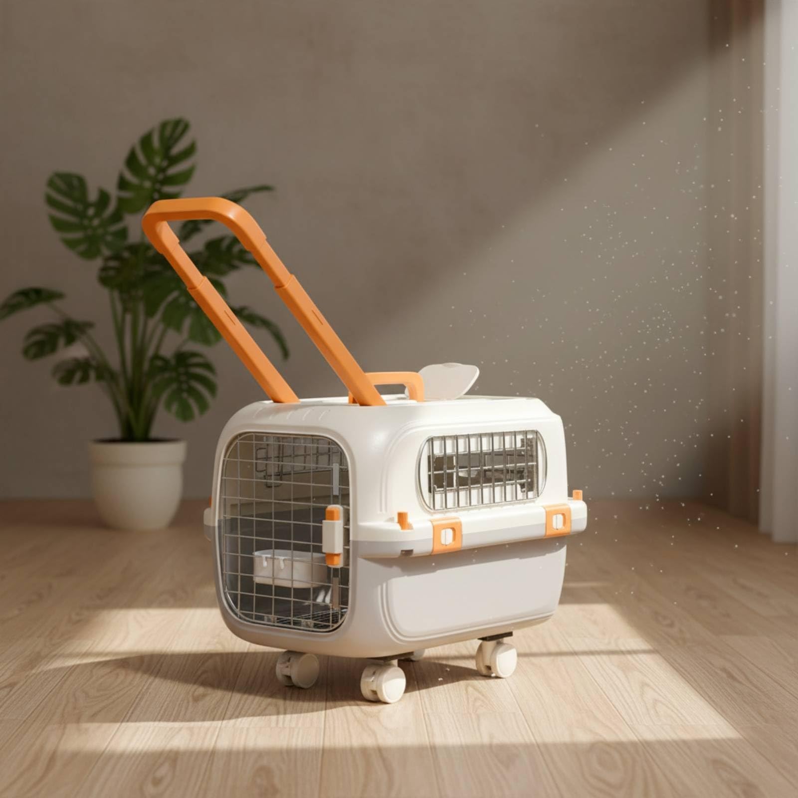 Tiertransportbox mit Rollen rollbar Transportbox mit Rollen Hundetransportbox Teleskopgriff für Tierarztbesuche