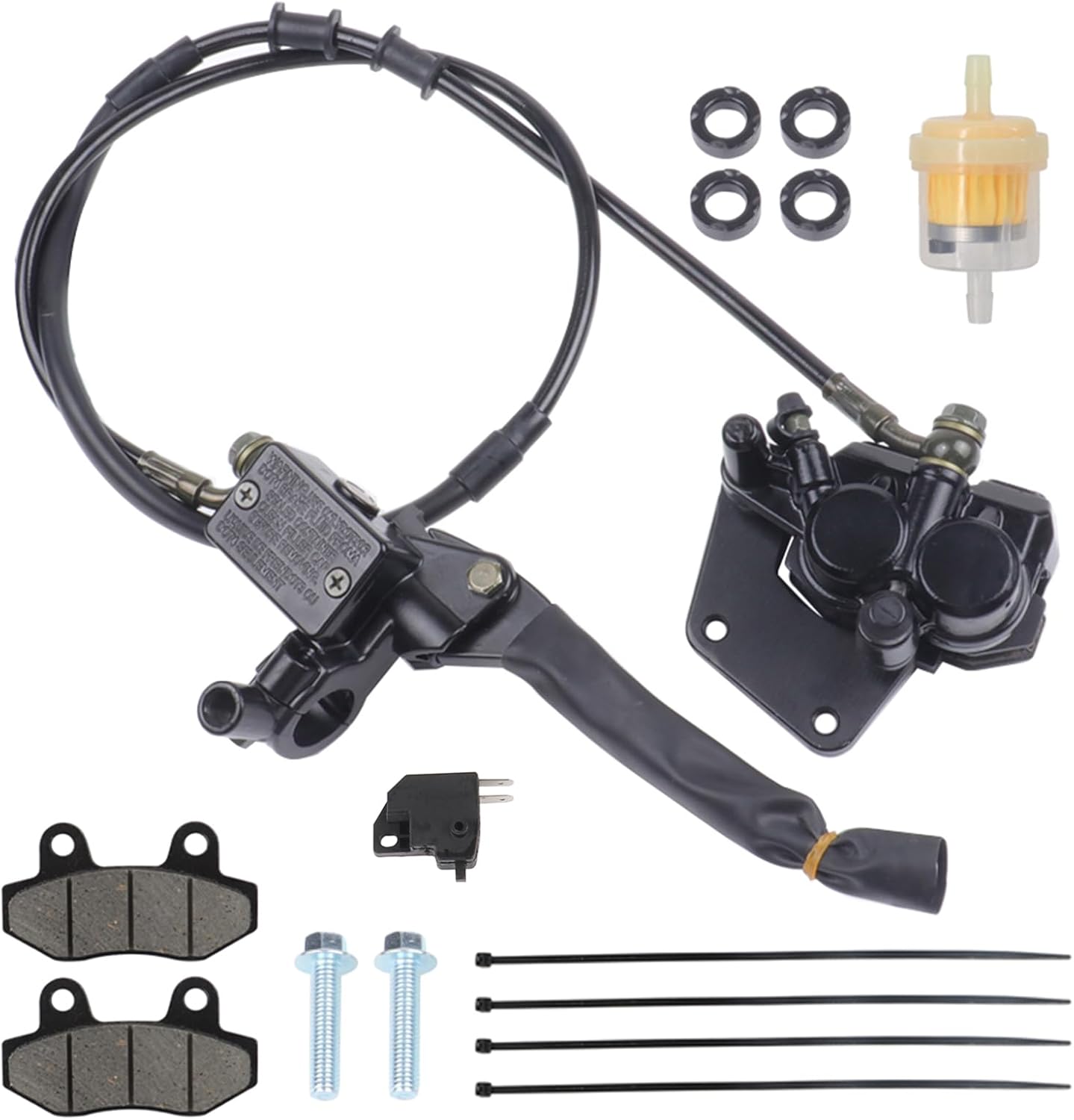 Motorcycle Front Disc Brake Caliper Master Cylinder Assembly with Brake Pads for 125cc 140cc 150cc 250cc Dirt Bikes Pit Bikes Apolo SSR