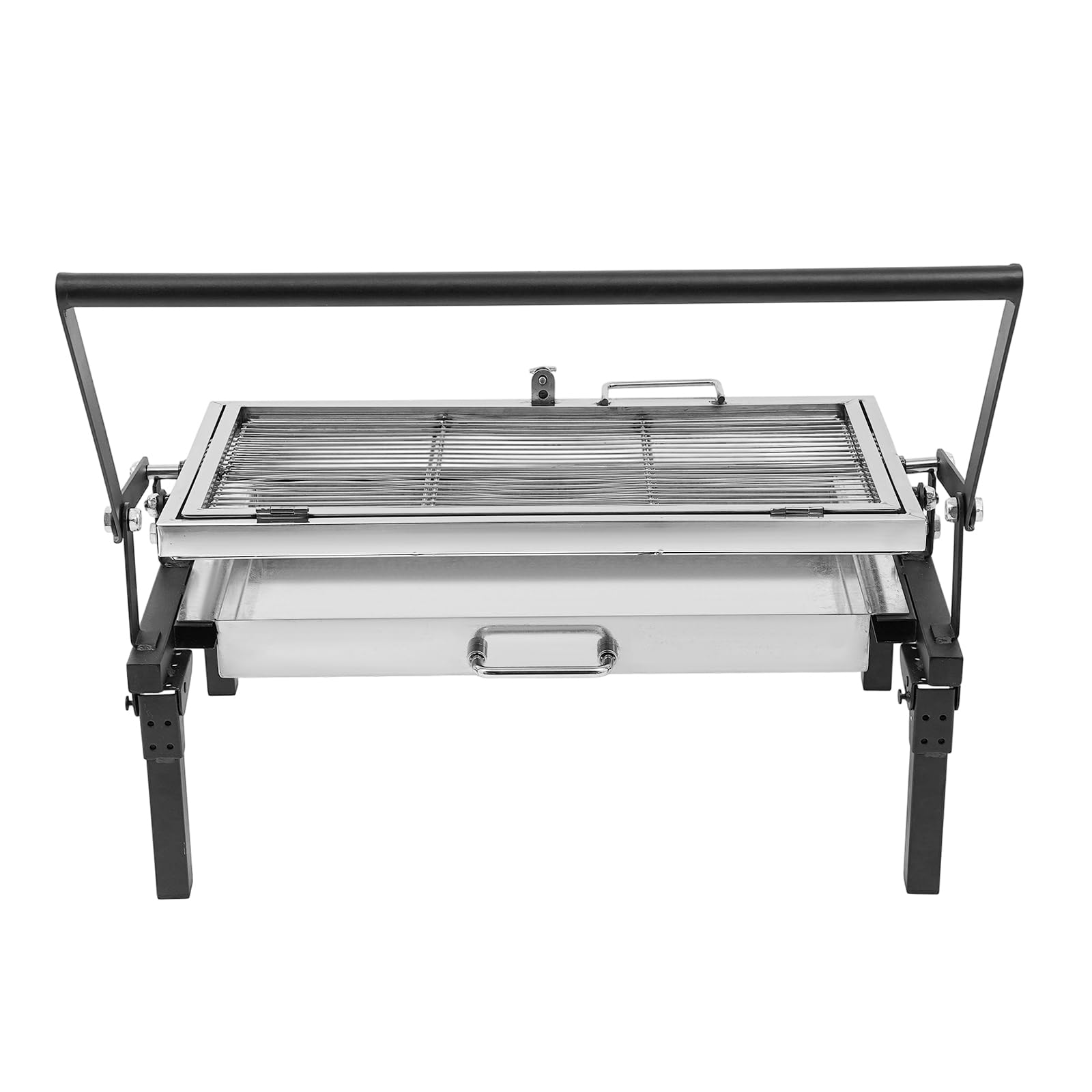 Barbecue a carbonella, pieghevole da campeggio, a carbonella, con spazzola e griglia a carbone, tipo di carburante, per cucinare all'aperto, barbecue (68 x 38 x 35 cm)