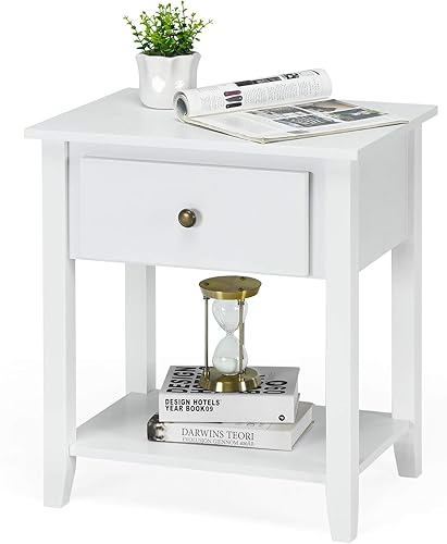 Miniatura 20 de Tangkula Mesa auxiliar con cajón, mesita de noche con cajón y estante de almacenamiento, junto a la mesa de sofá para el hogar, dormitorio, sala de