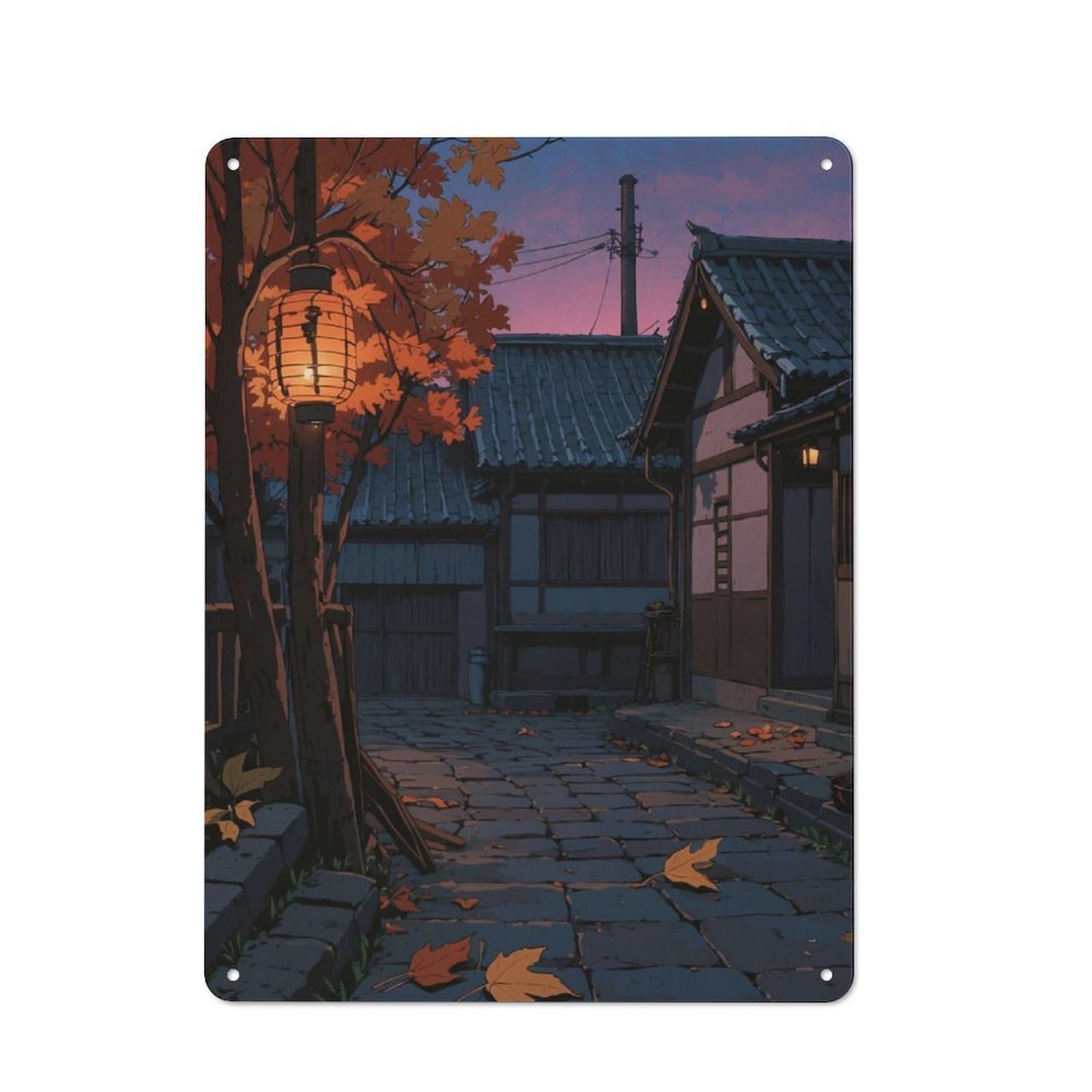 Junmoney Lanterns Glow In Fall Tin Wall Plaque 40X30cm With For Hallway Wall, For Home Interiors, Feature Walls And Decorative Displays