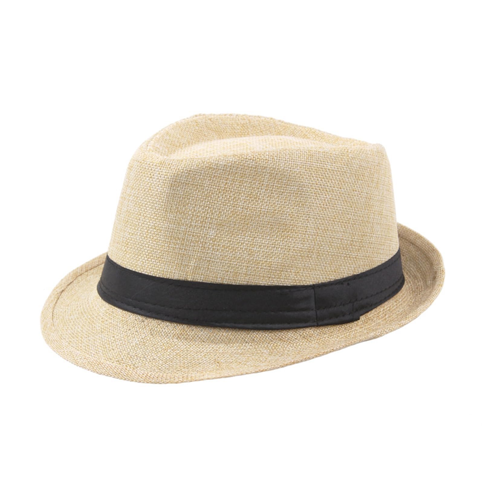 matumou Fedora Hat Wide Brim Color Panama Boater Summer Beach Sunhat for Vacation Male