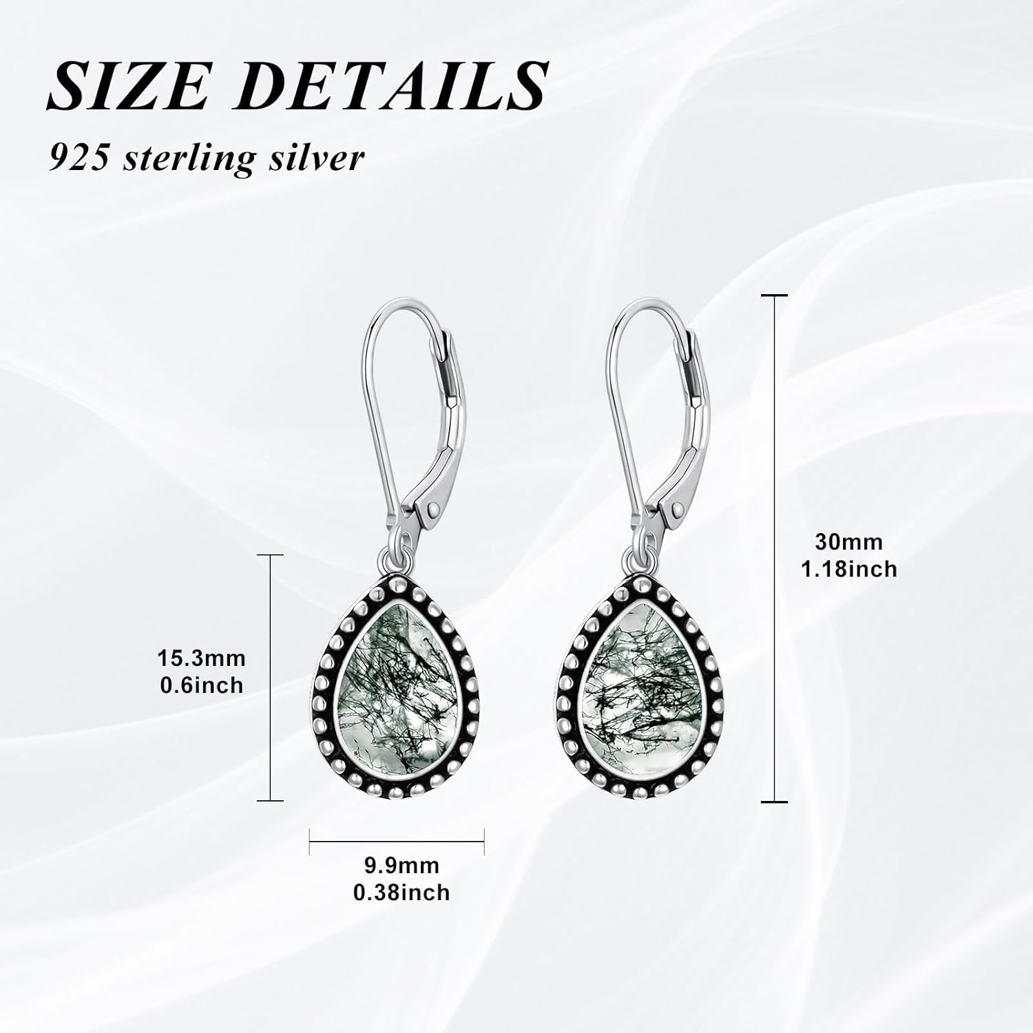 925 Sterling Silver Vintage Teardrop Dangle Drop Leverback Earrings for Women Hypoallergenic - Image 4