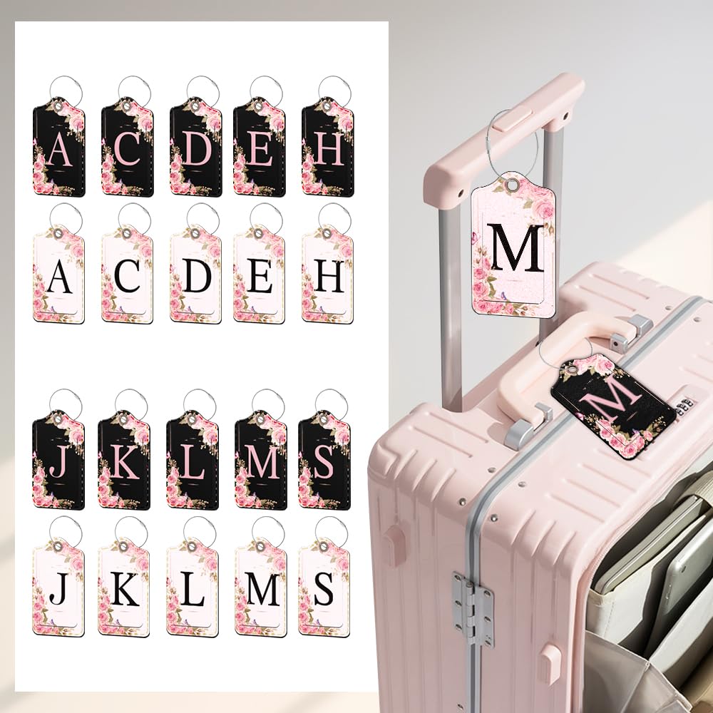 Lot De 2 Étiquettes Bagage Cuir Synthétique Lettre Initiale Noir L – Identifiants Valise Mignons Et Élégants Pour Femmes