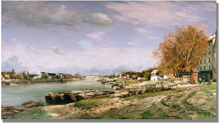The Old Quay At Bercy by Jean Baptiste Guillamin, 18x32-Inch Canvas Wall Art