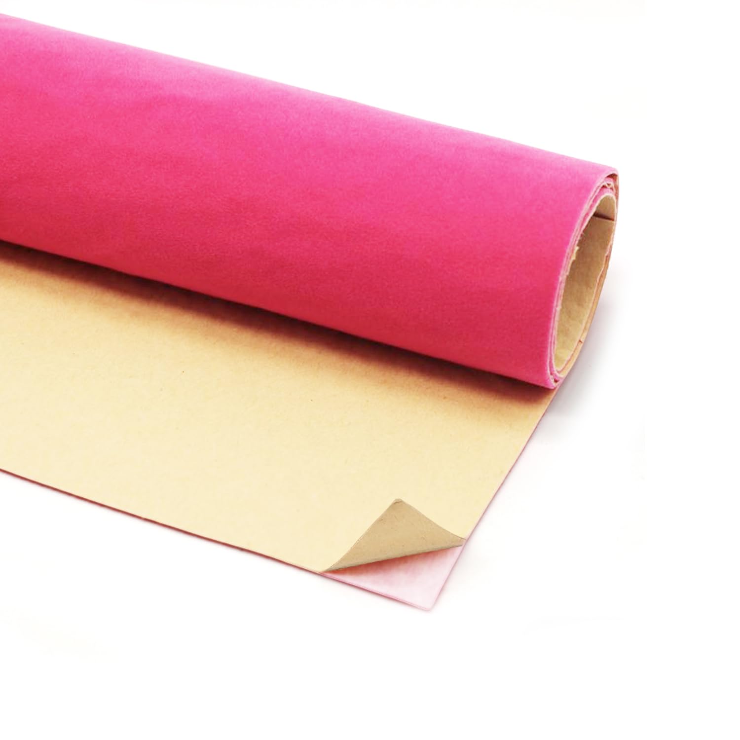 Self-Adhesive Velvet Fabric Sheets, 45x148cm Flocked Non-Woven Felt for Jewelry Box Liner, DIY Crafts, Decoration, Package - Rose Red
