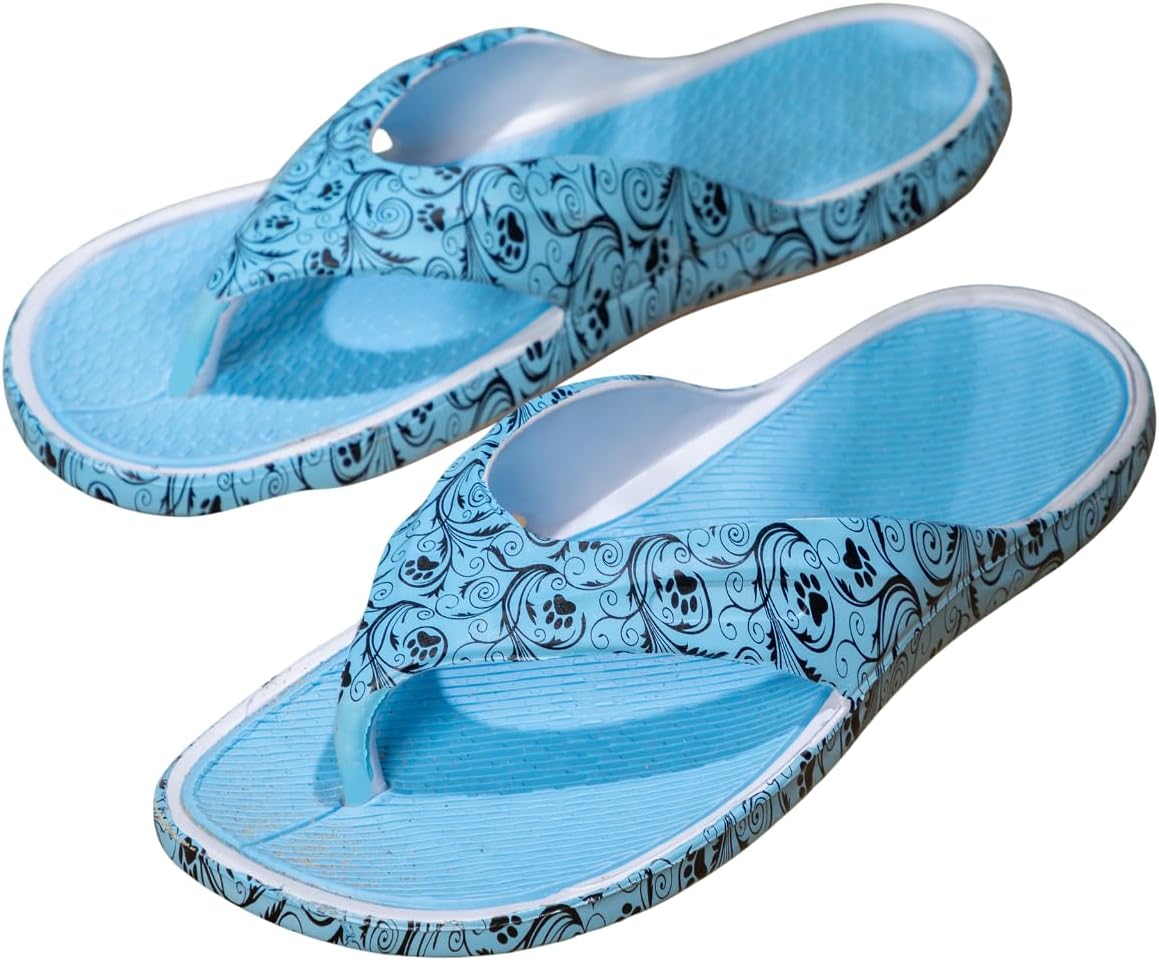 Pawsitively Comfy Sole Shock Absorbing Beach & Pool Flip Flops For Women
