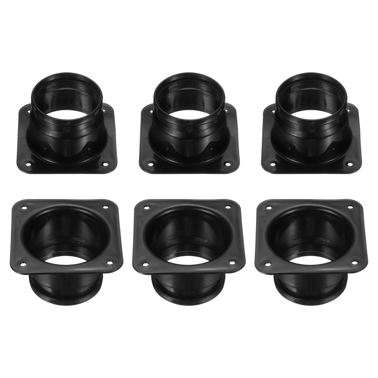 PATIKIL 3 Inch Duct Connector Flange, 6Pack Plastic Straight Pipe Flange Dryer Vent Connector for Air Heating Cooling Ventilation HVAC System, Black