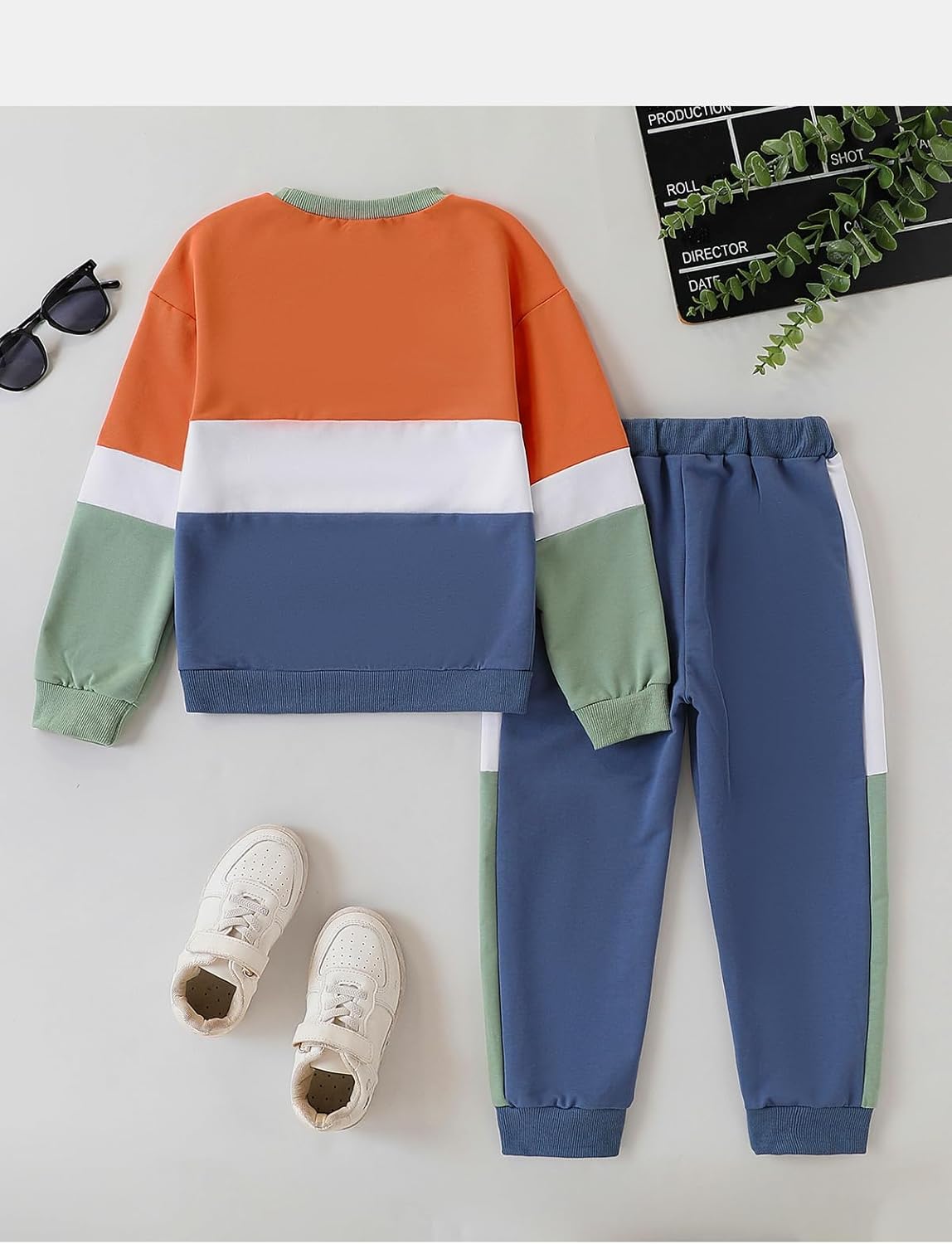 Toddler Boy Clothes Color-Block Long Sleeve Sweatshirt and Pant Outfits Kids 2Pcs Fall Clothing Set - Image 7