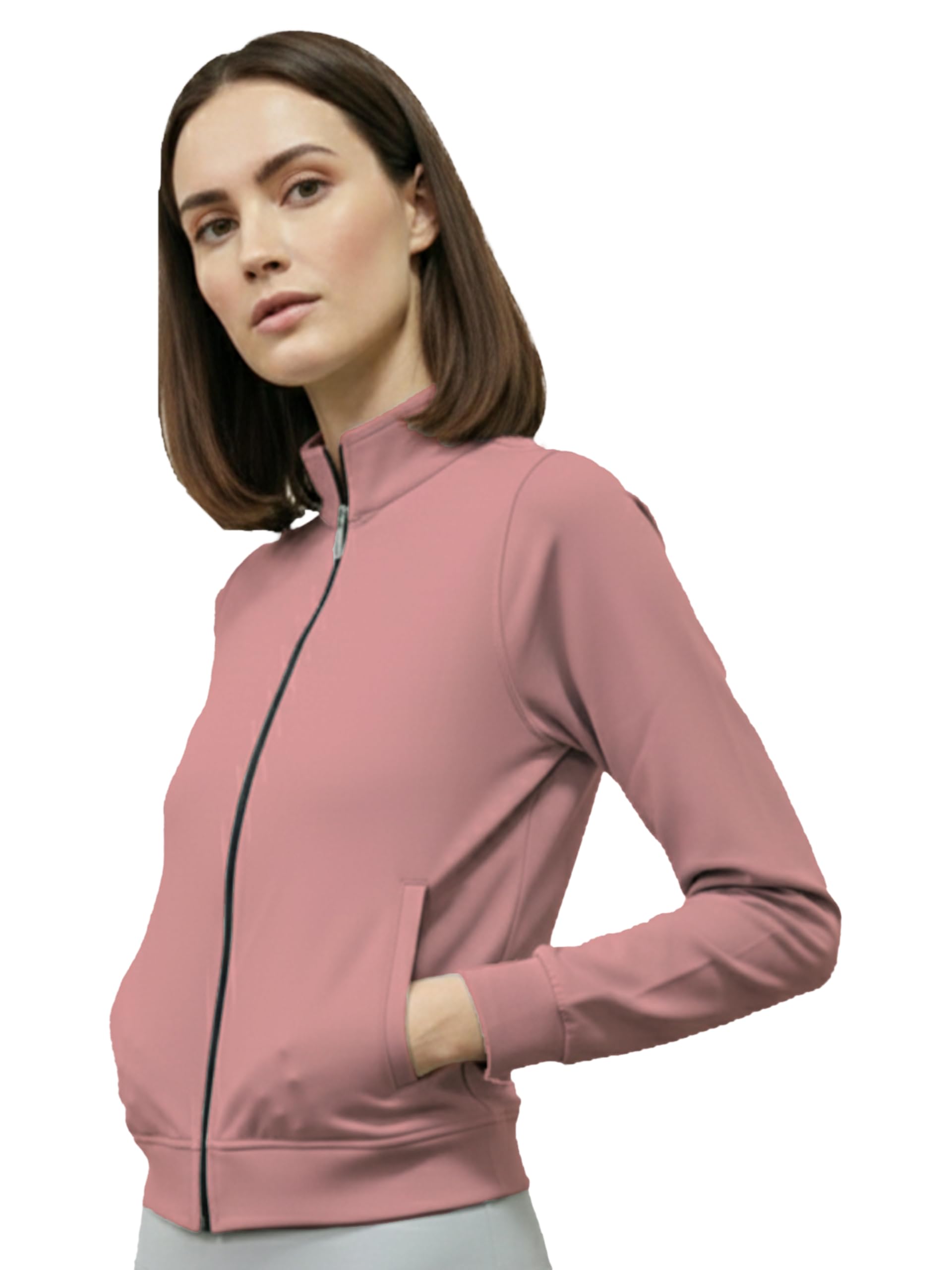 Women’s Full Zip Track Jacket | Long Sleeve Activewear Jacket | Stretchable Polyester Blend Sports & Workout Jacket for Gym, Yoga, Running & Casual Wear