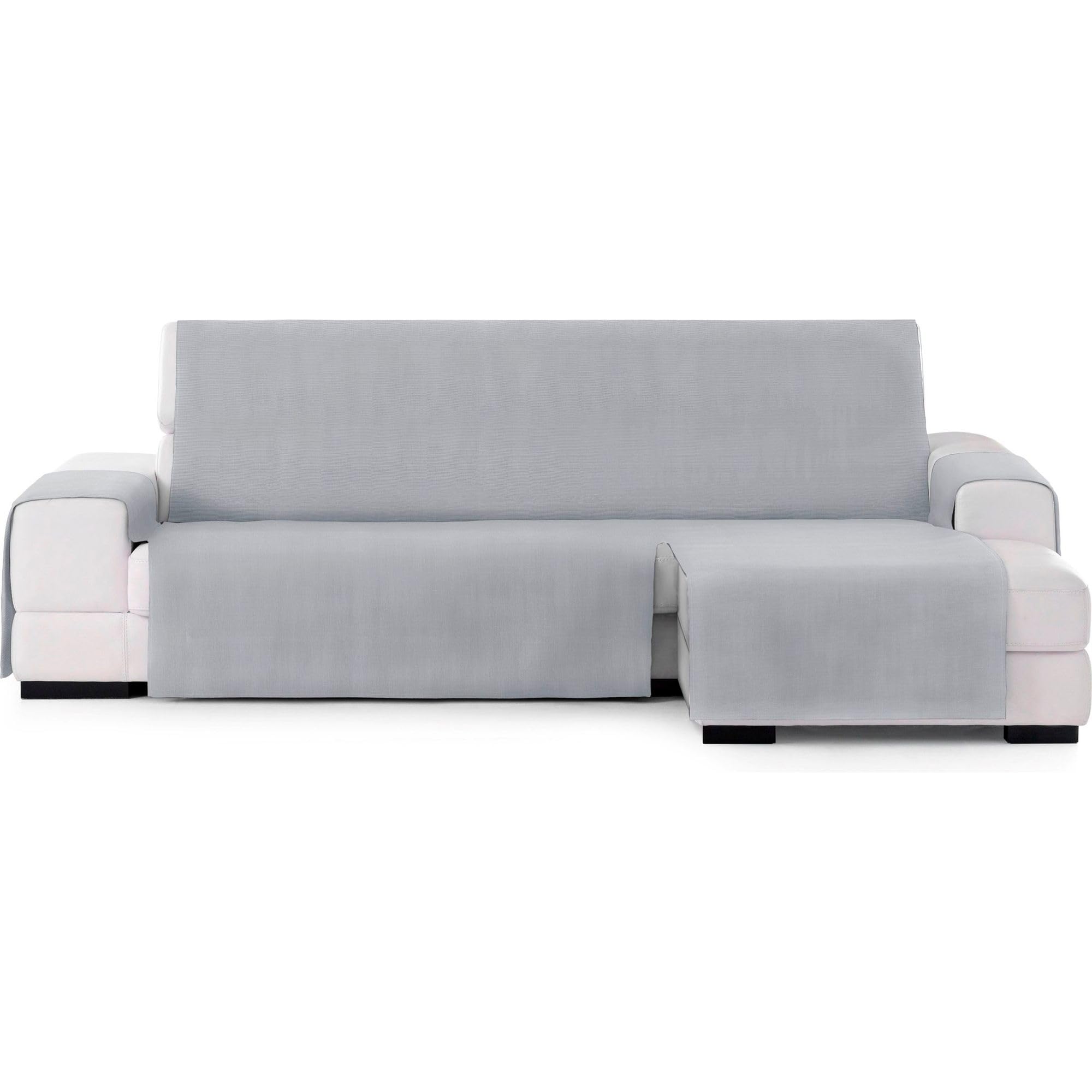ECOMMERC3 | Funda Sofá Elástico para Chaise Longue Normal Derecha – Funda Sofá Chaiselong Gris con Gomas Ajustables Compatible con Sofás de Esquina Izquierda o Derecha