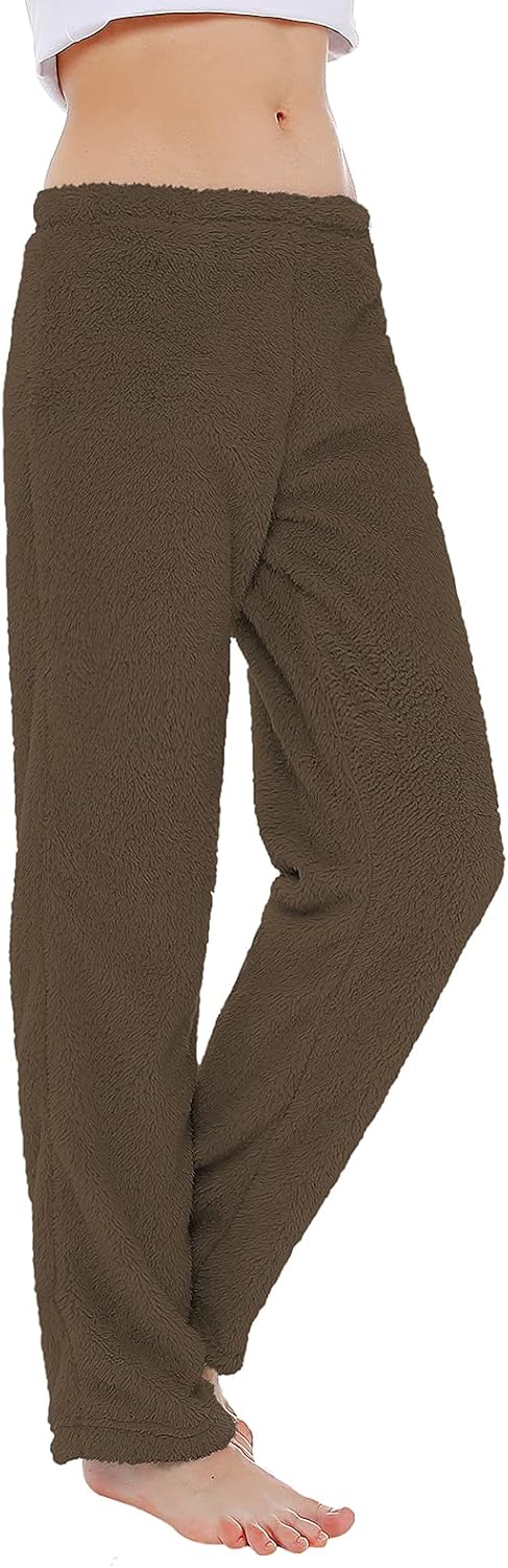 Women's Plush Fuzzy Pajama Pants Warm Cozy Pj Bottoms Drawstring Lounge Pants Fleece Sweatpants Fluffy Sleepwear - Image 3
