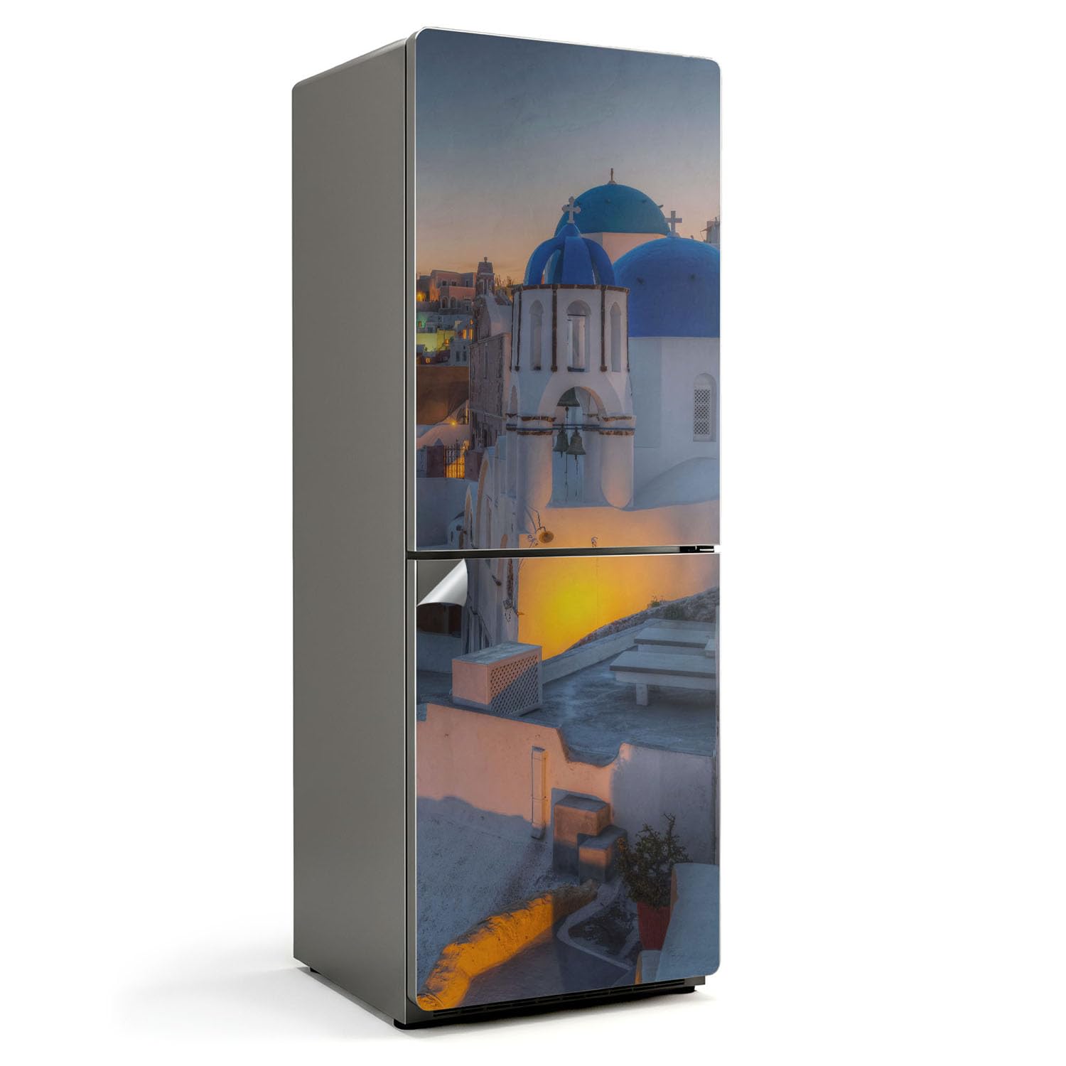 Autocollants pour frigo 70x190 cm au décor panoramique de Santorin