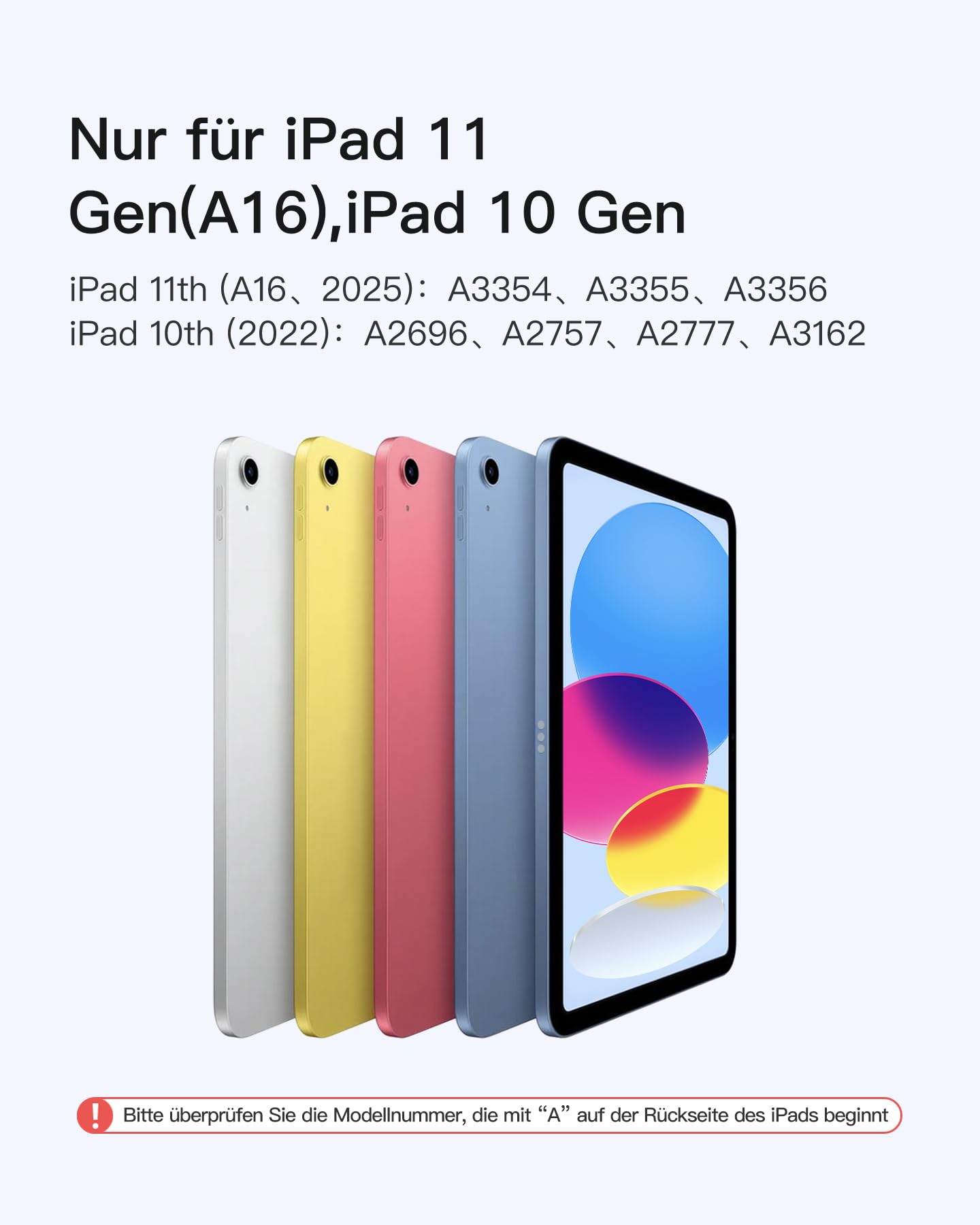 Inateck NeoMagic Magnetische Tastatur Hülle für iPad 10 Generation 10,9 Zoll,11 Generation 2025 A16 11 Zoll,Tastatur mit Touchpad, Freitragender Ständer, 7-Farbige Hintergrundbeleuchtung,KB09119