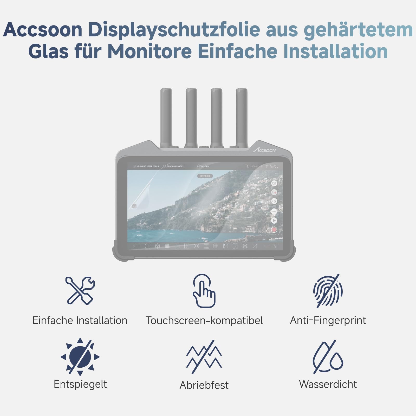 Accsoon Protector de pantalla para monitor CineView M7/M7 Pro (7 pulgadas) – 0,33 mm, resistente a los arañazos, sin burbujas, irrompible, HD, fácil aplicación