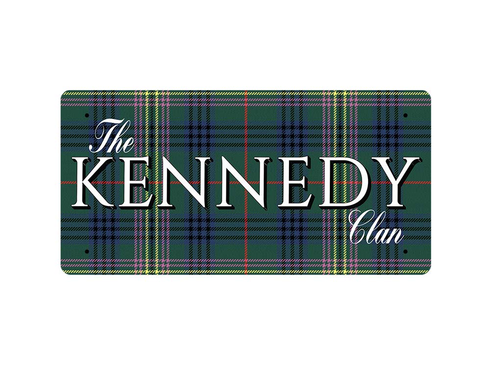 Mcmug White - The Kennedy Clan (Kennedy Modern Tartan) - Metal Sign, Decorative Sign, 200Mm X 100Mm
