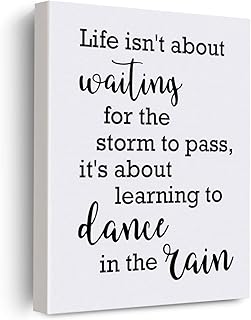 Inspirational Quote Life isn't about Waiting for the Storm to Pass Canvas Poster Painting Wall Art, Motivational Print Artwork Framed Ready to Hang for Home Office Decor 12 x 15 inch