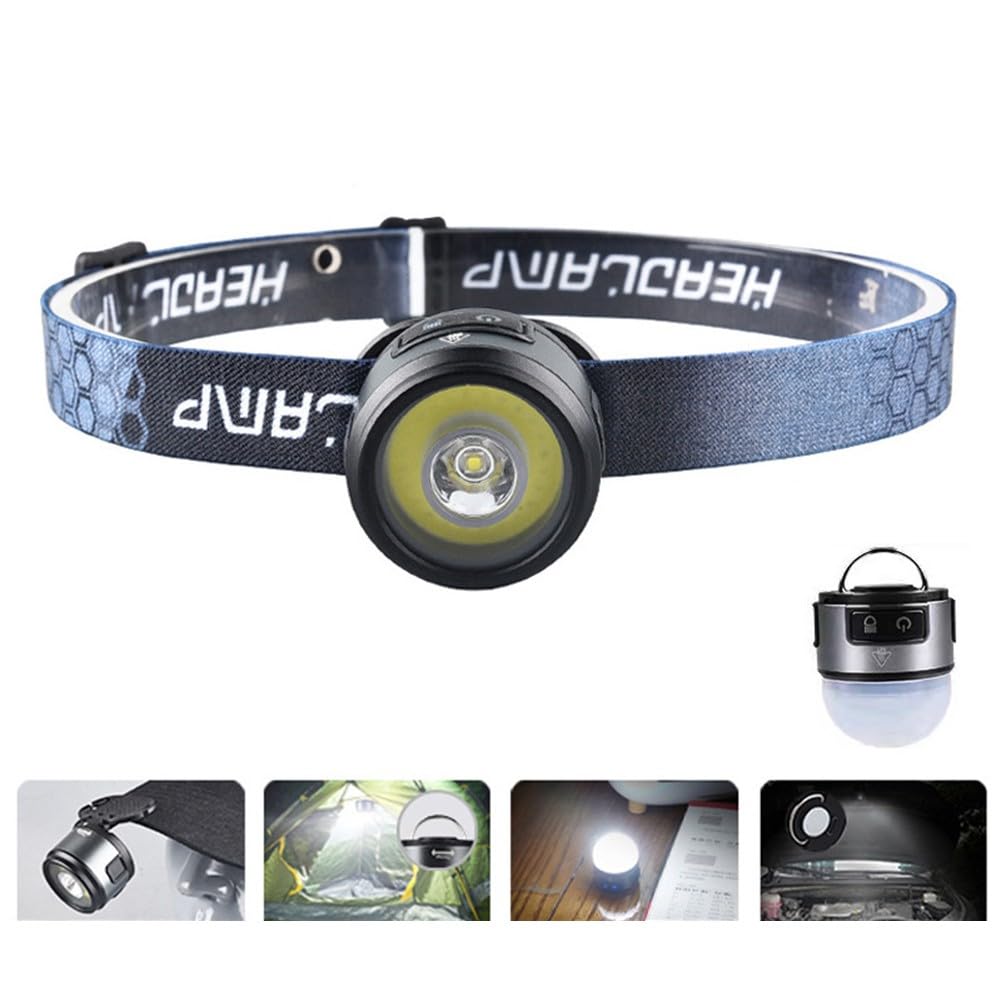 Linterna frontal LED recargable, luz de clip USB-C de 5 W con gancho magnético para camping, correr, pesca, 280 lúmenes, modos blanco y rojo