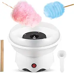 FUNTELL Mini máquina de algodão doce para crianças, inclui colher de açúcar, palitos de algodão doce para festas de aniversário, presentes, uso doméstico