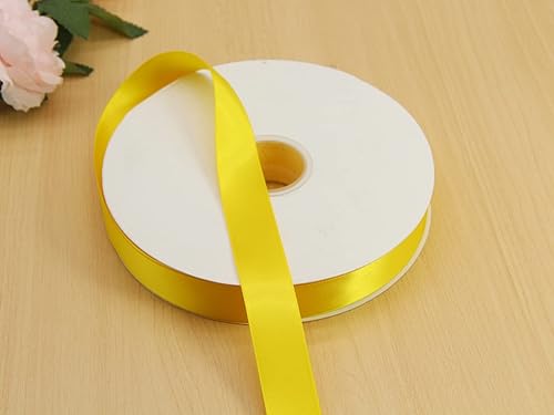 Miniatura 5 de Cinta de satén amarilla de doble cara de 1 pulgada para boutique de flores, cinta para envolver regalos, 0.984 in, 100 yardas, cinta de seda para