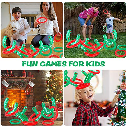 GINMIC Christmas Inflatable Reindeer Antler Ring Toss Game Set for Kids Adults Carnival School Party Favor Supplies Holiday Decoration Novelty Toy Outdoor Indoor Funny for Kids - Thumbnail 3