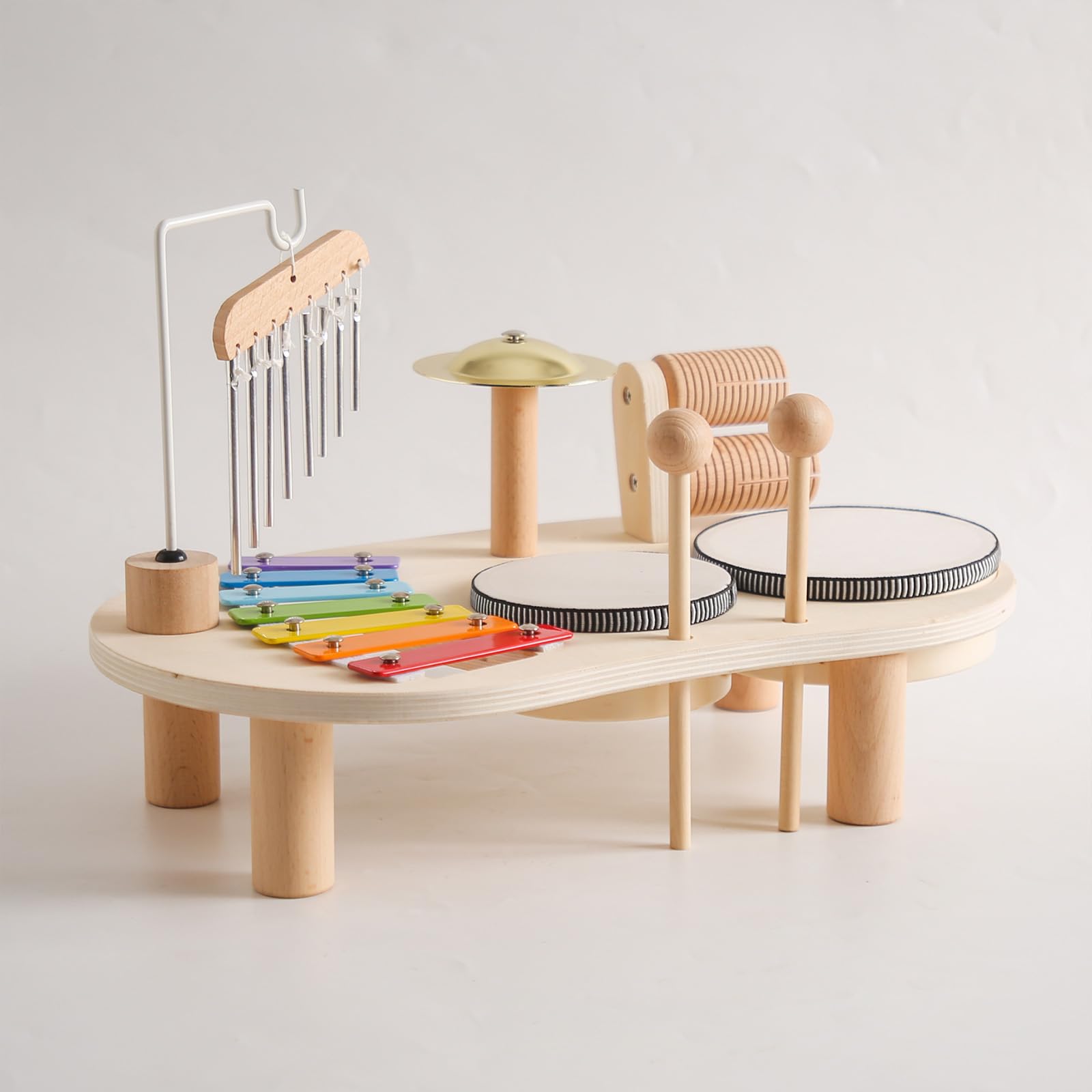 Juego De Tambores para Bebés 7 En 1, Juguetes Musicales De Piano De Madera, Instrumento Montessori Infantil, Instrumento De Percusión Educativa, Regalo De Cumpleaños para Niños Y Niñas, A
