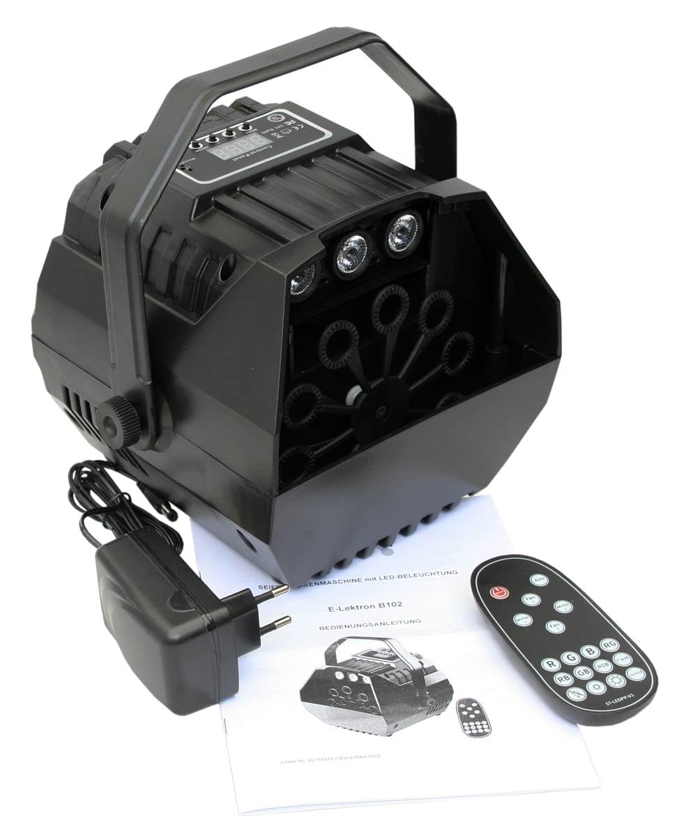 E-Lektron B102 Seifenblasenmaschine RGB LED-Beleuchtung und Fernbedienung für Party, Disco, Kinder-Party, Hochzeiten, Familientreffen, usw. (B102)