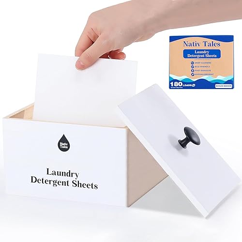 Nativ Tales - Juego de hojas de detergente para ropa sucia, sin jarra de plástico y sin desorden, disfruta de 180 cargas de disolución rápida, hojas