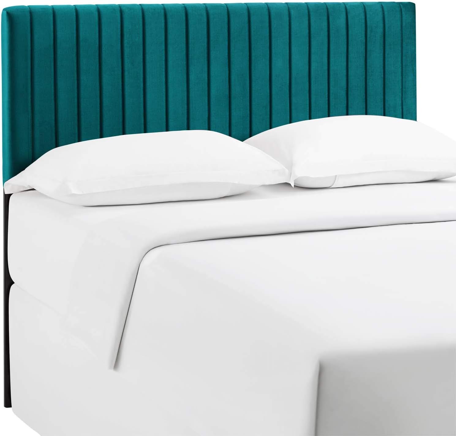 Modway Keira Channel Tufted Performance Velvet Upholstered Full / Queen Headboard in Teal