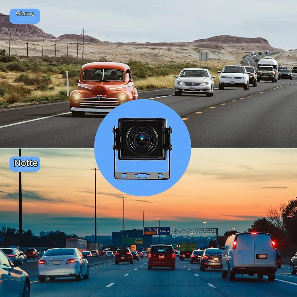 Hikity 1080P 7" Monitor Kit Telecamera Posteriore per LKW Anhänger Bus PKW | IP69 Impermeabile Visione Notturna Telecamera Retrovisiva Kit Installazione Semplice per Bus Camion Camper 12-24V