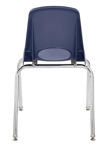Miniatura 9 de FDP 10384-NV - Silla escolar apilable de 18 pulgadas, asiento apilable para estudiantes con patas de acero cromado y deslizadores giratorios de