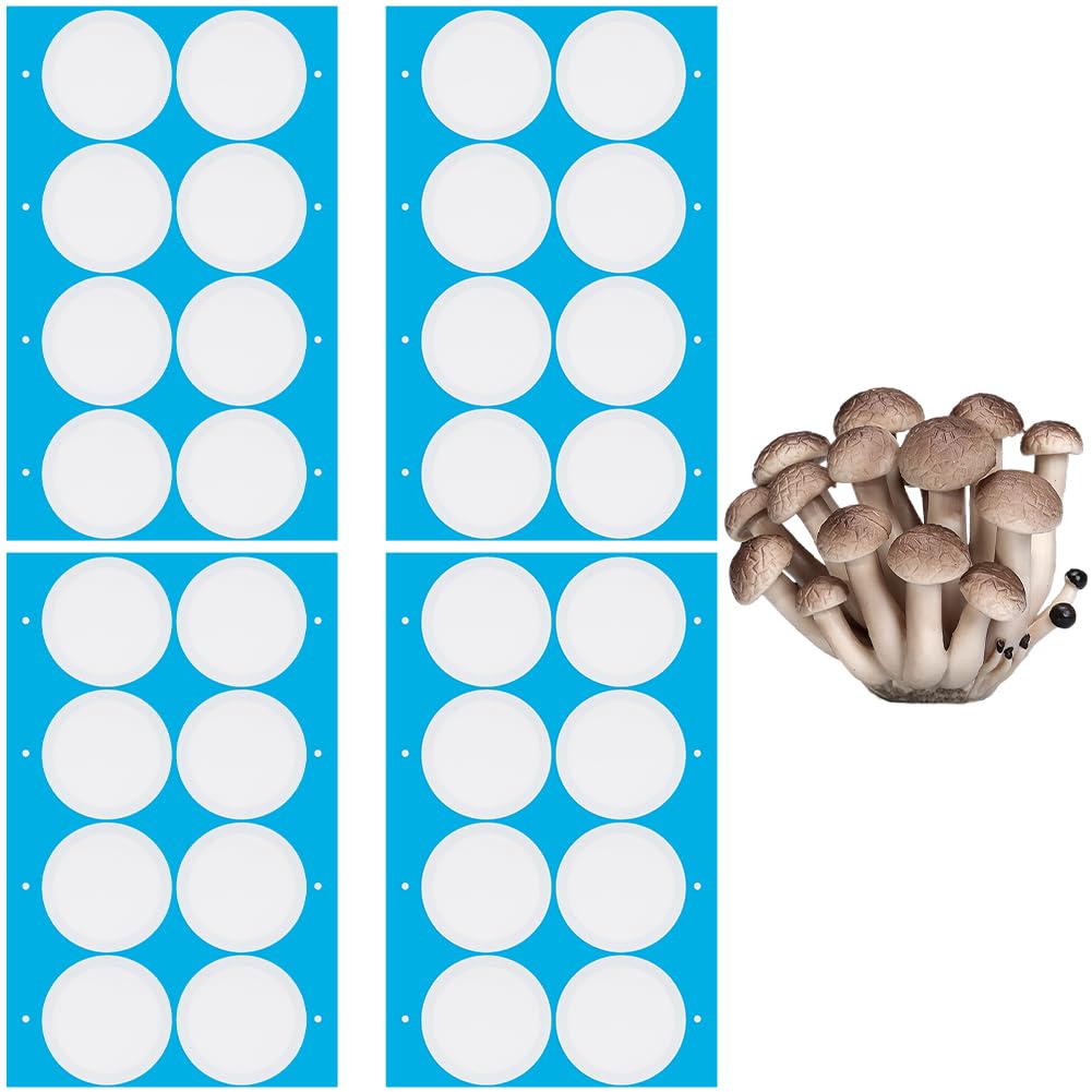 GORGECRAFT 32Pcs 4 Sheet Wide Mouth Mason Jar Paper 59mm Filters Patch Tape Sticker Synthetic Self Adhesive Filter Disc 0.3μm for Mushroom Cultivation Jar Lids Mason Jars